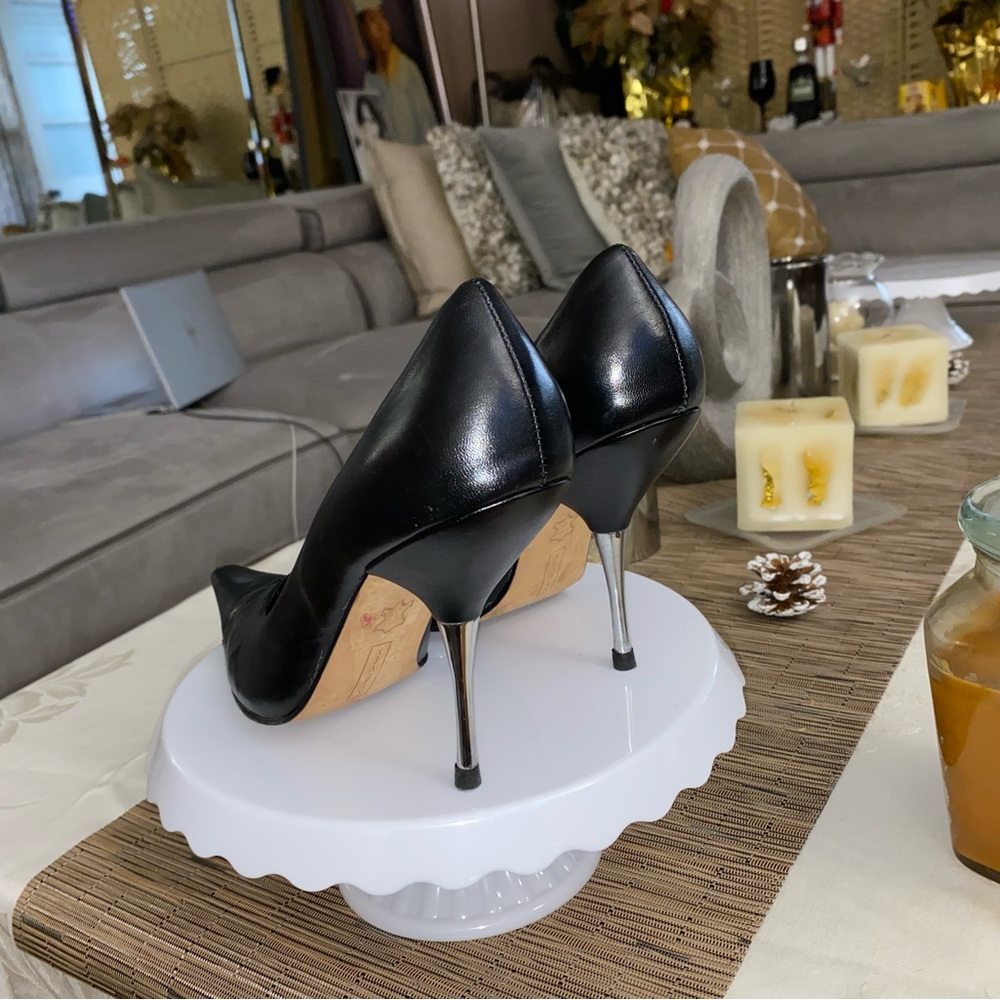Steve Madden Pointy Toe Black Silver Tip Heel Stiletto, Condition: Good